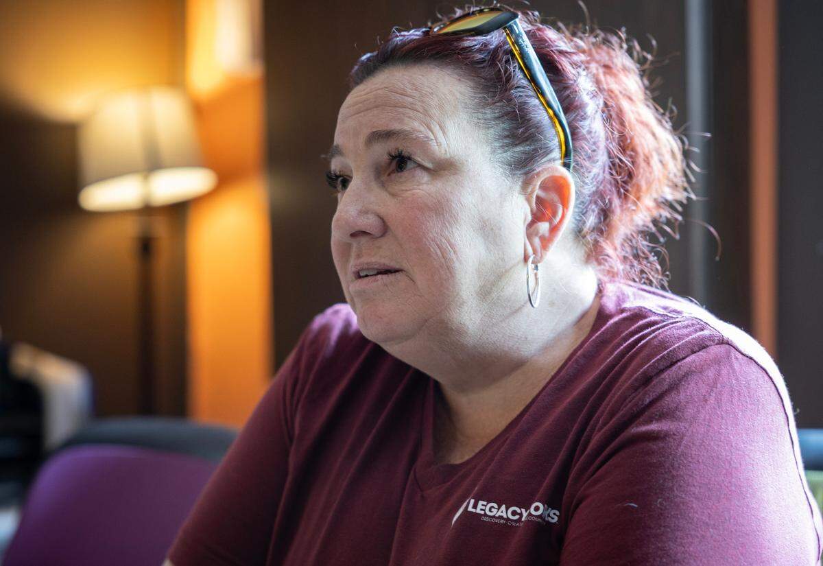 Shelly Westfall, who runs LegacyWorks on South Water Street, wonders where she’ll get funding to continue to pay workers funded by the AmeriCorps program, which had its Kansas funding eliminated.