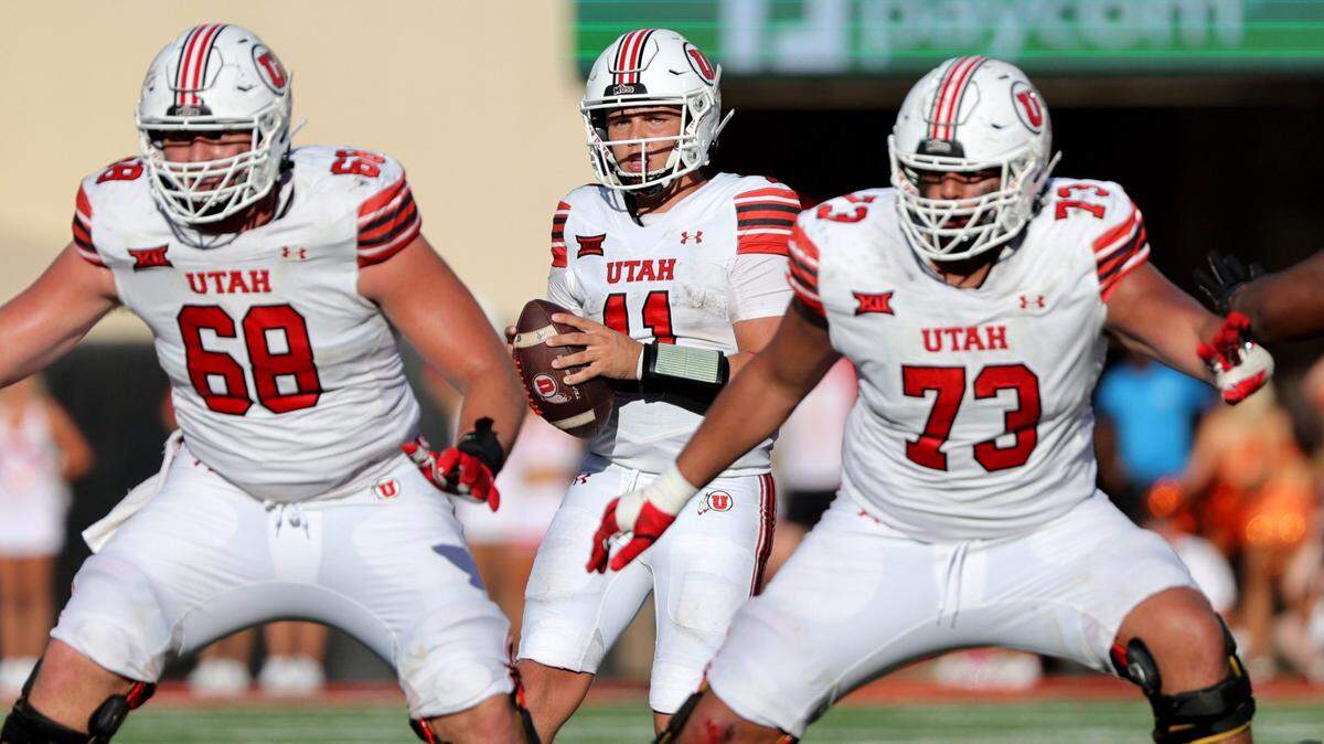 Utah’s Isaac Wilson (11) looks to throw a pass in the second half of the college football between the Oklahoma State University Cowboys and the Utah Utes at Boone Pickens Stadium in Stillwater, Okla., Saturday, Sept., 21, 2024.