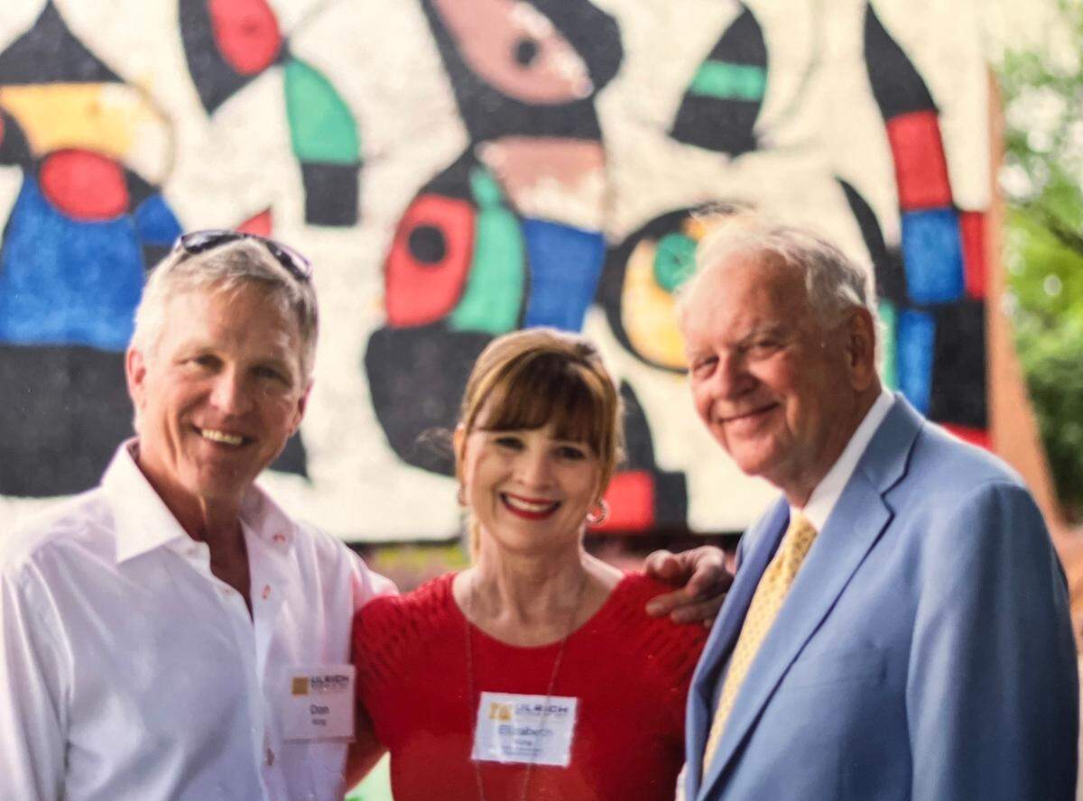 Don and Elizabeth King, left and center, with their longtime friend Jim Rhatigan, right.