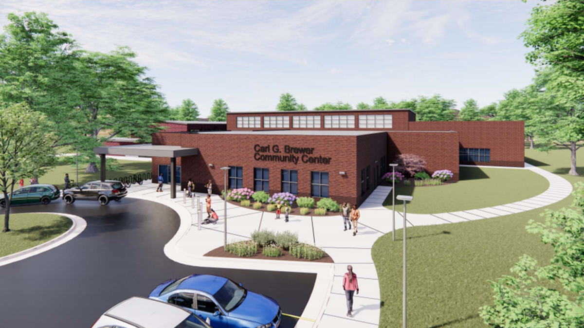 This architect’s rendering shows the plan for a $7.9 million renovation of the McAdams Park Recreation Center. The City Council contemplated renaming the facility for former Mayor Carl Brewer but delayed after hearing from Brewer’s widow.