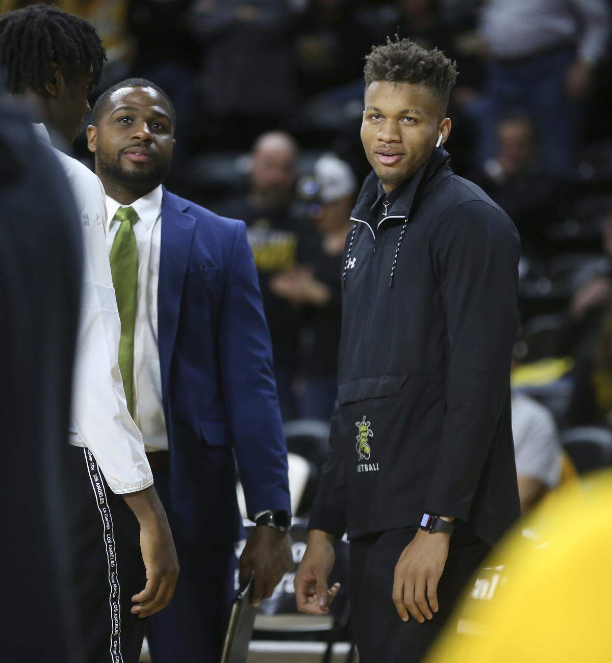 Wichita State’s Dexter Dennis appeared on the court during halftime against East Carolina on Wednesday. Dennis had missed the the previous two games while taking an indefinite leave of absence from the team.