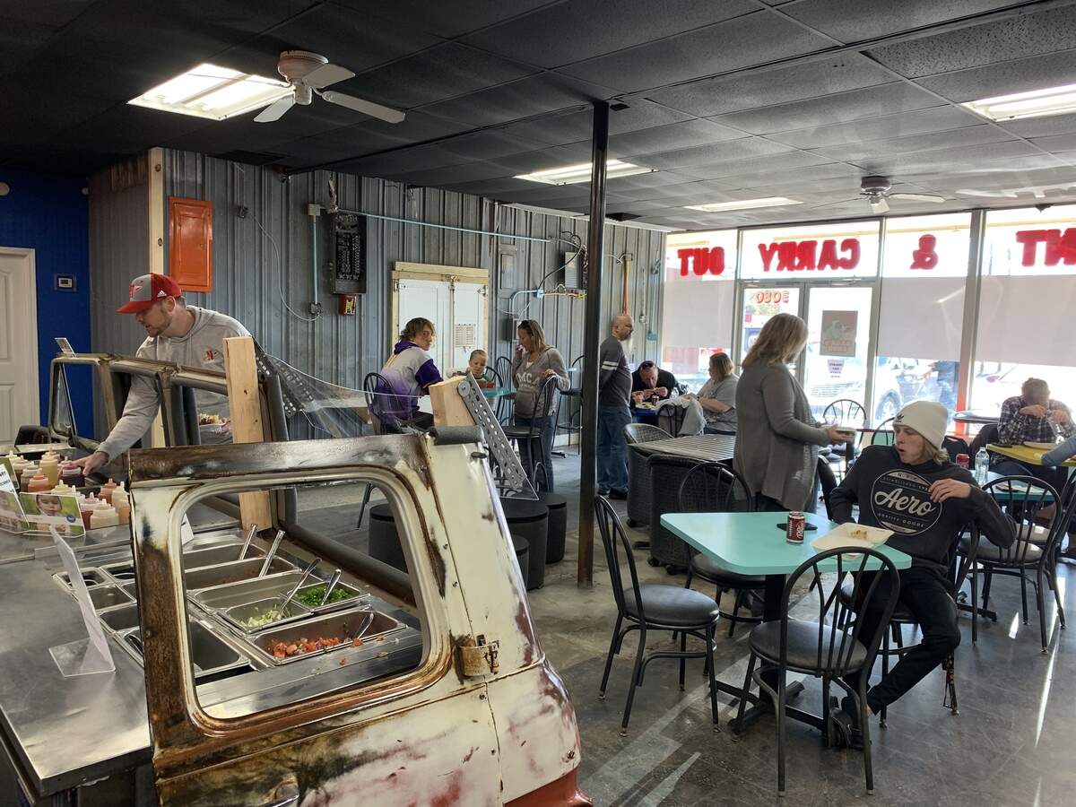 Customers dine on the opening day of the new Gaga’s Grub Taco Joint and Carry Out.