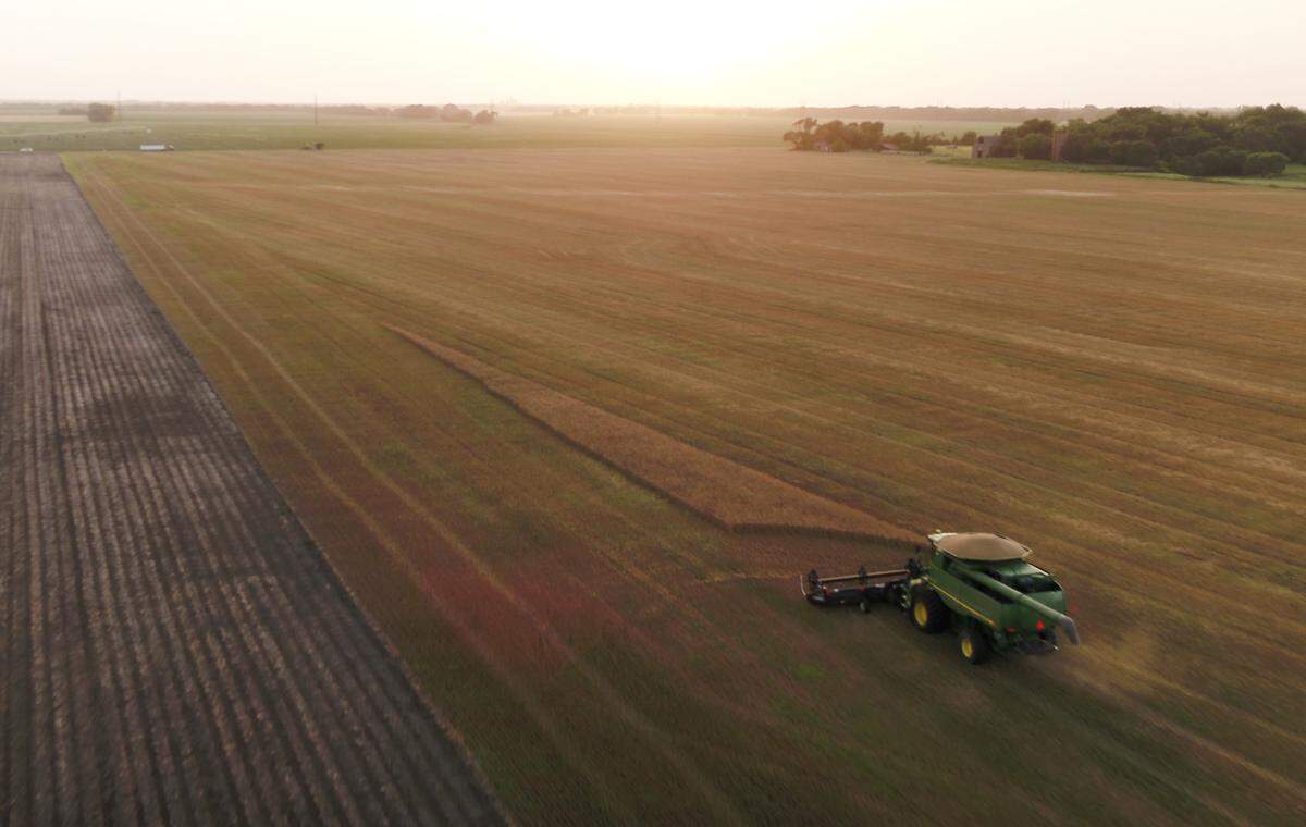 Jeff Hatfield cuts wheat in Sumner County in 2018. Summer heat is starting earlier each year, cutting into springtime and intruding on the fall season.