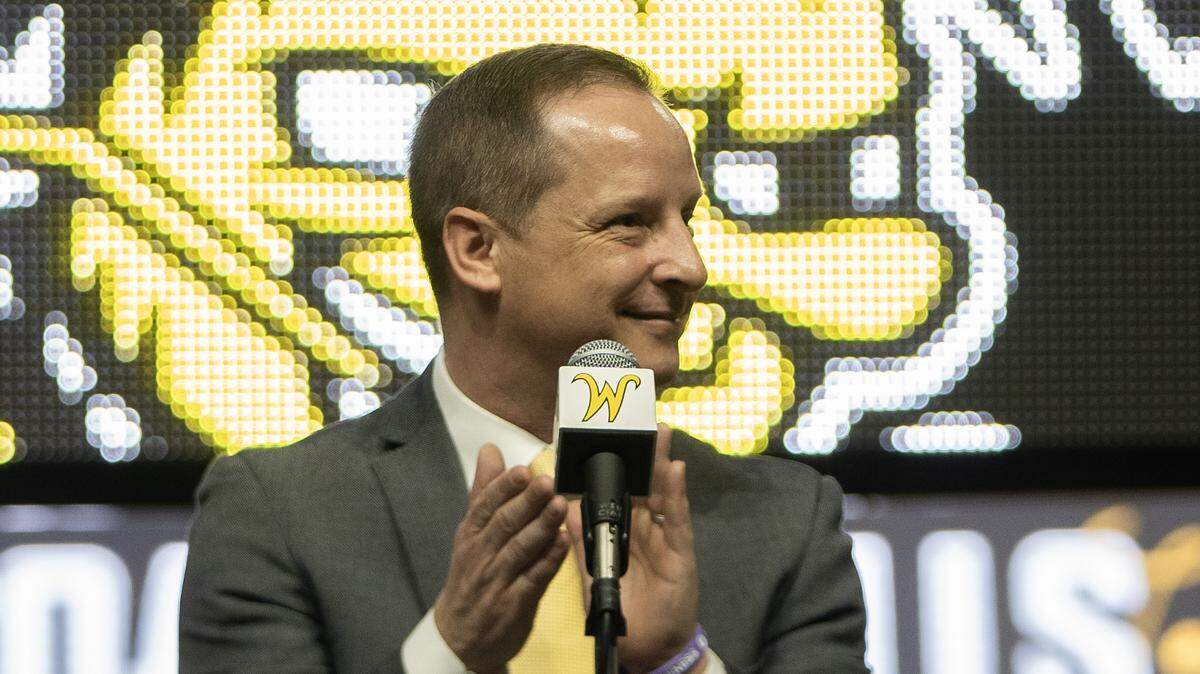 New Wichita State basketball coach Paul Mills is presented to the community during a ceremony at Koch Arena on Thursday, March 23, 2023.