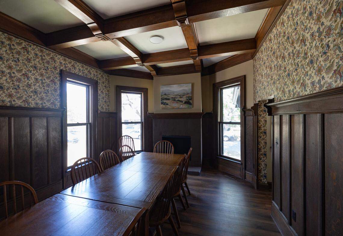 The dining room of the newly remodeled Sternberg Mansion at 1065 N. Waco