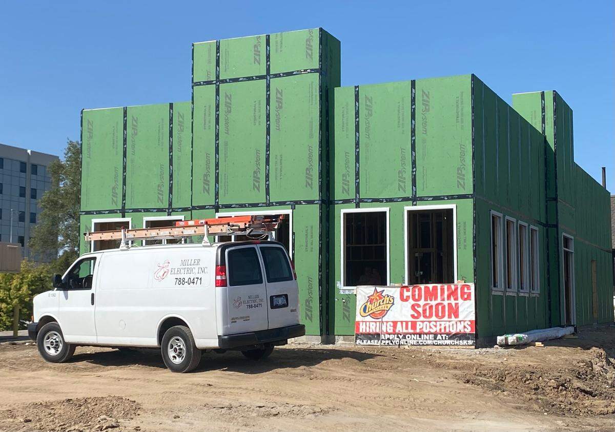 A new restaurant is going up on the spot on East Harry that for year has been home to a trolley car-shaped restaurant building.