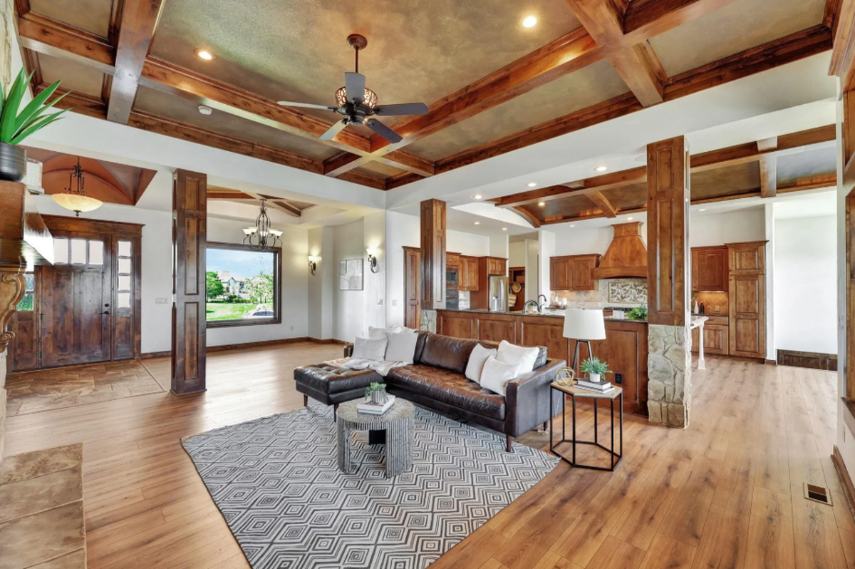 One of the living spaces inside 2612 N. Paradise Court, a waterfront Wichita property listed for $1 million.