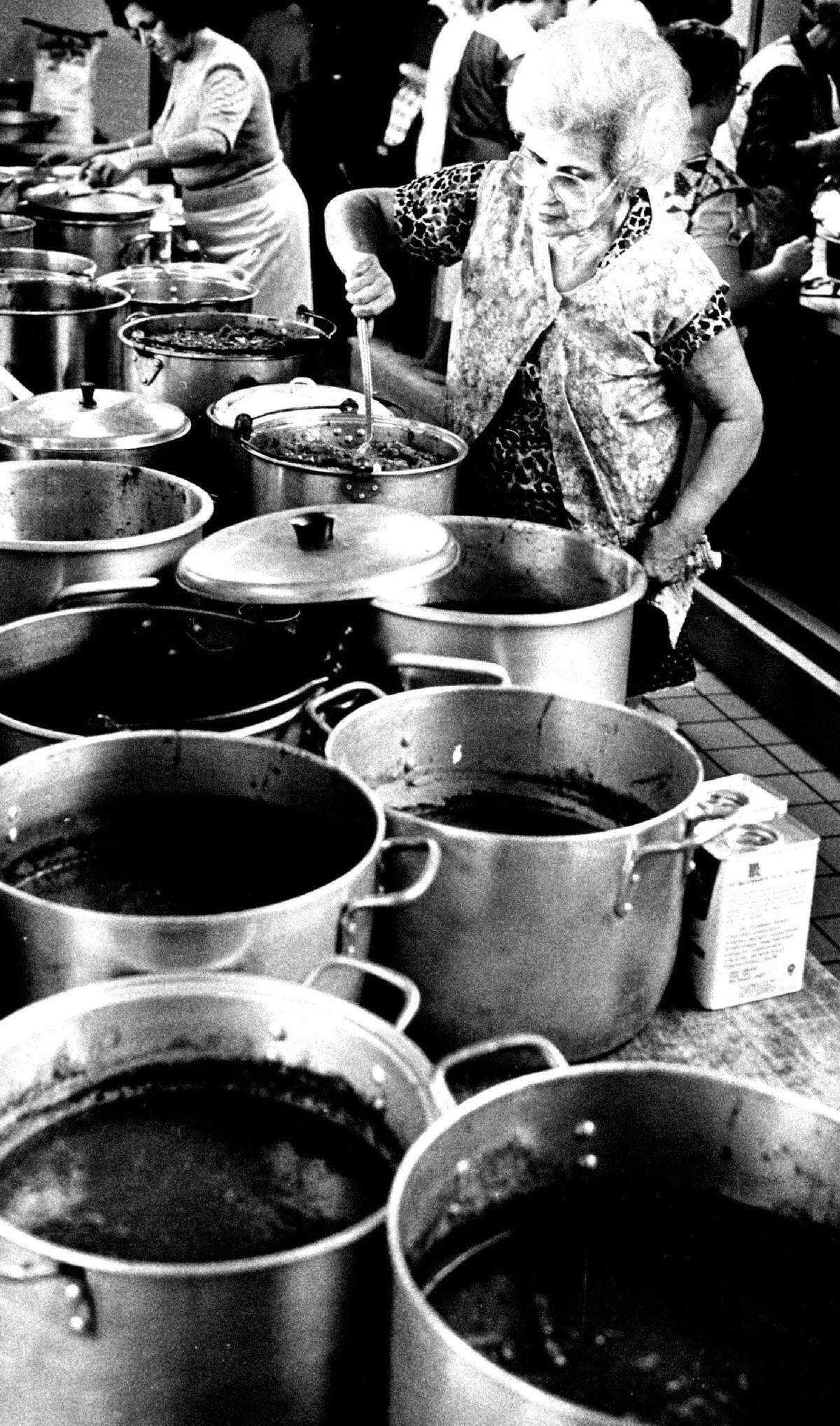 The late Jamelia Najim is pictured in 1984 preparing for the annual St. George Lebanese dinner.
