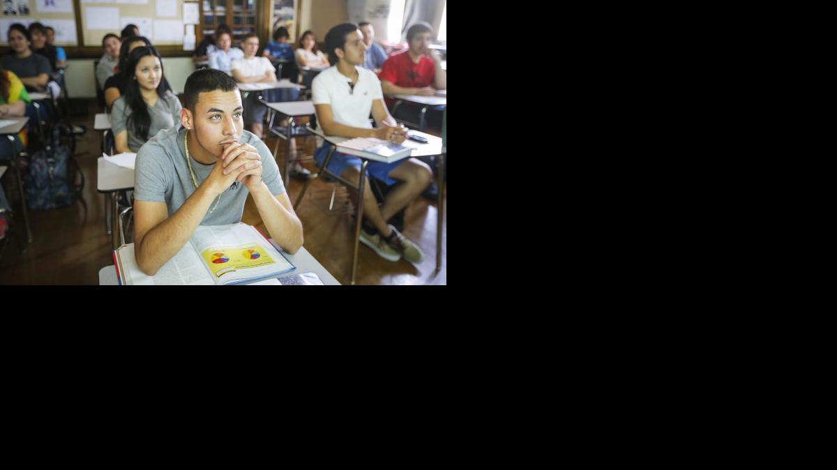 Joel Duarte sits in a government class at Wichita East High on Wednesday afternoon. East was named the No. 1 public high school in Kansas by U.S. News & World Report.

