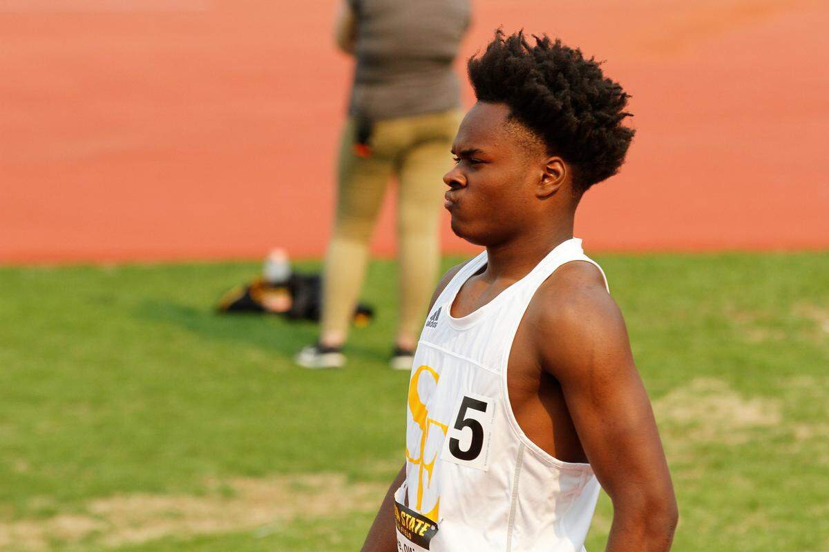 Ollie McGee, a Southeast track and field senior sprinter.