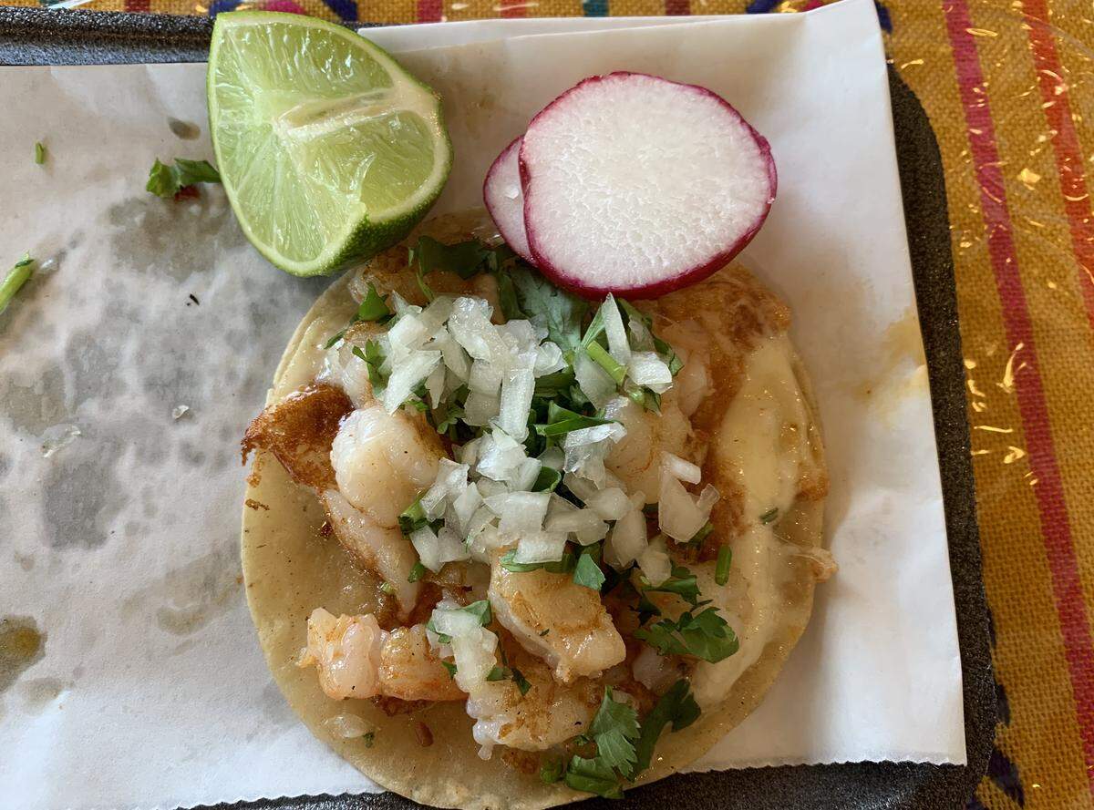 The shrimp taco at Taqueria La Chona was a melt-in-your-mouth treat.