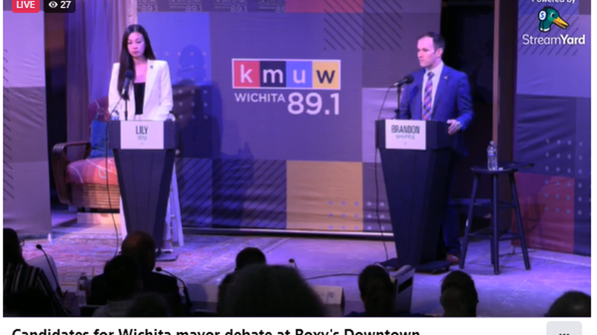 Screenshot from Wichita Eagle Facebook page of mayoral debate on Monday, Sept. 25, 2023.