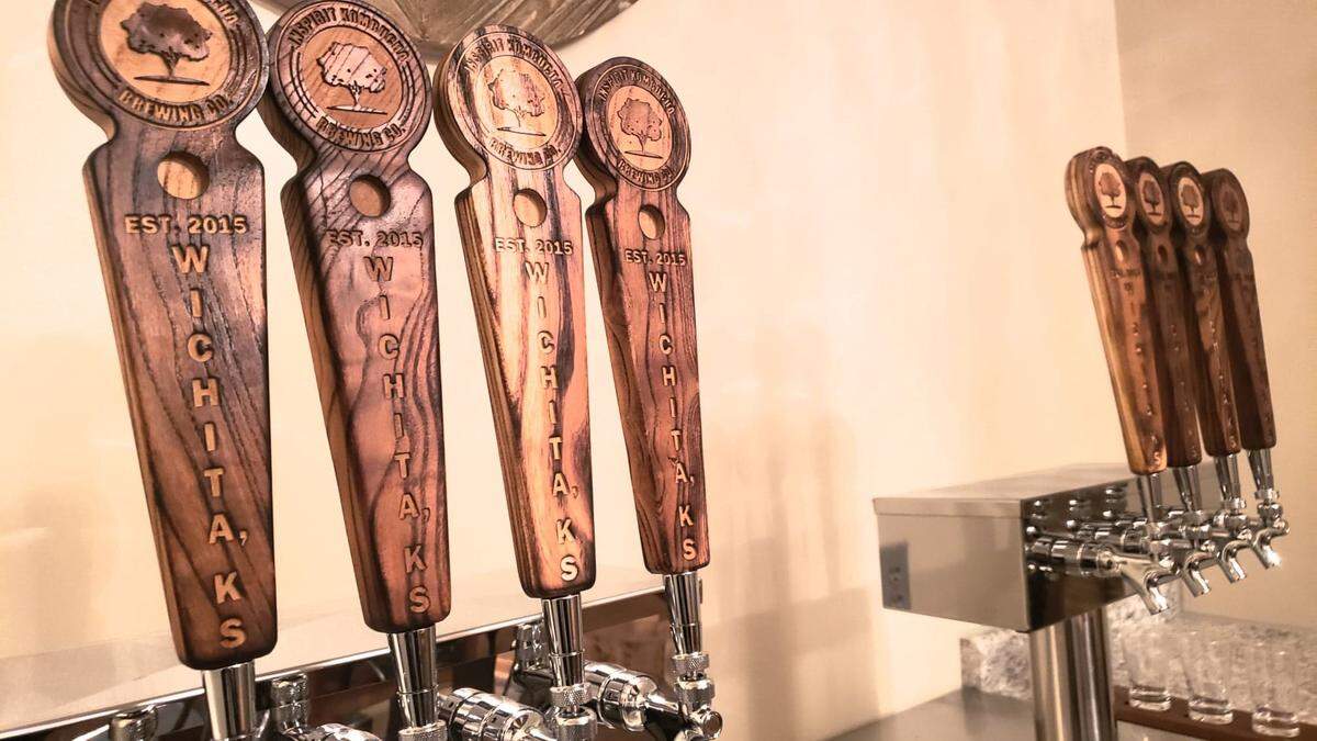 The tap handles at the new Inspirit Kombucha tap room were carved from an old mulberry tree on the owners’ property.