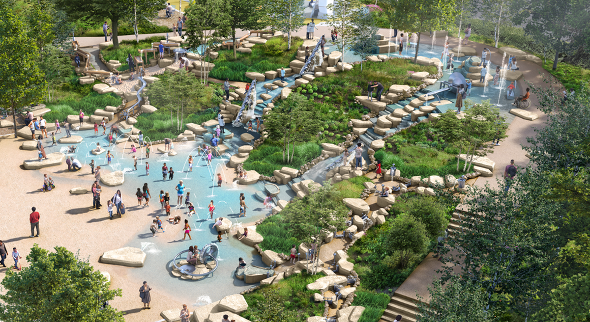 An illustration shows what the Junior League of Wichita Water Play Cascades will look like when fully up and running.