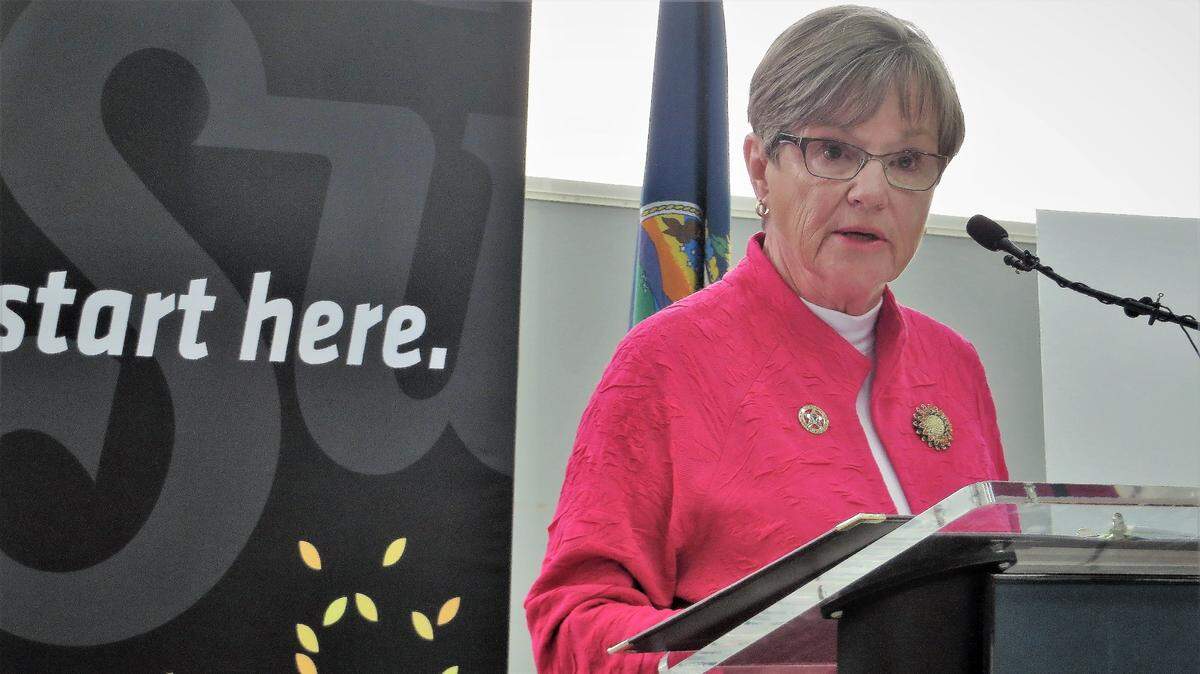 Kansas Gov. Laura Kelly announces four new road projects during a news conference at WSU Tech in Wichita on Wednesday. (July 7, 2021)