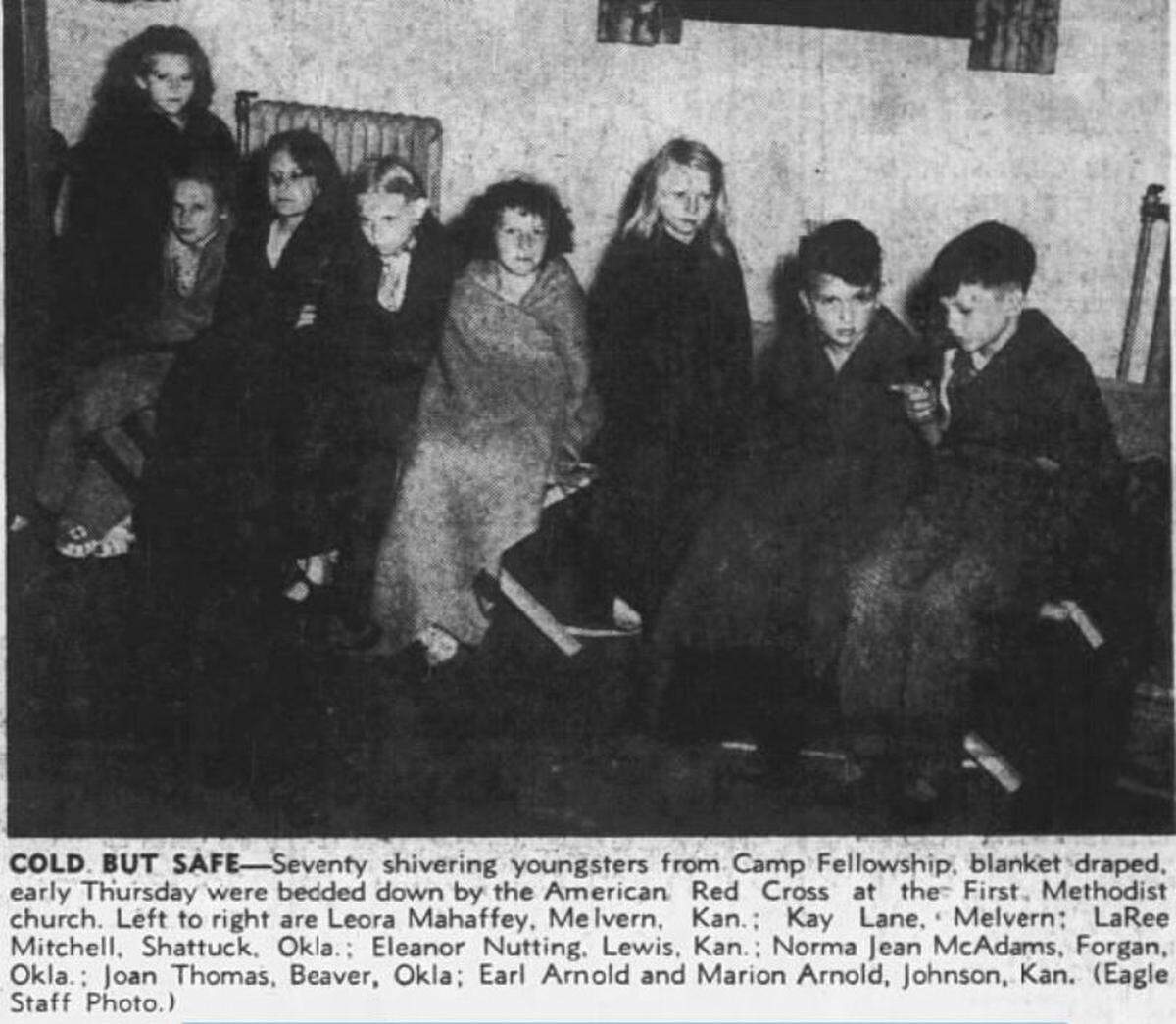 A 1948 photo in The Wichita Eagle shows kids who were affected by a storm.