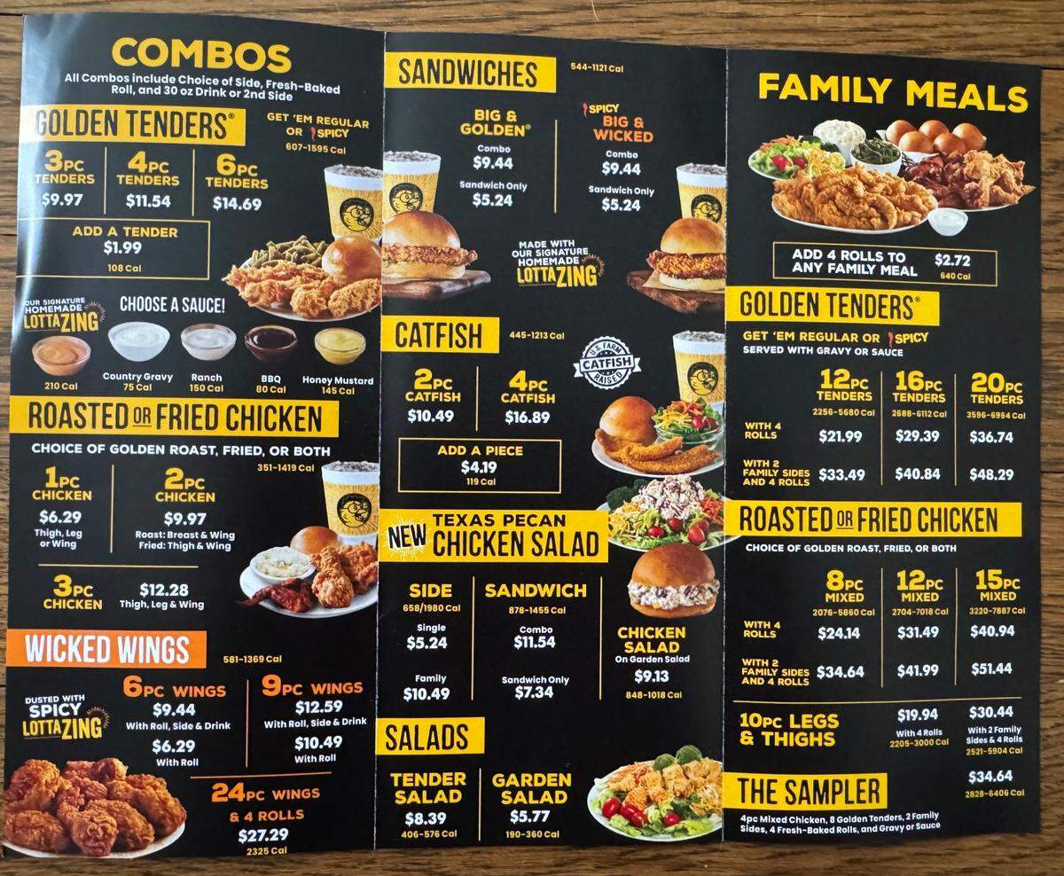 Menu for Wichita Golden Chick, page 1
