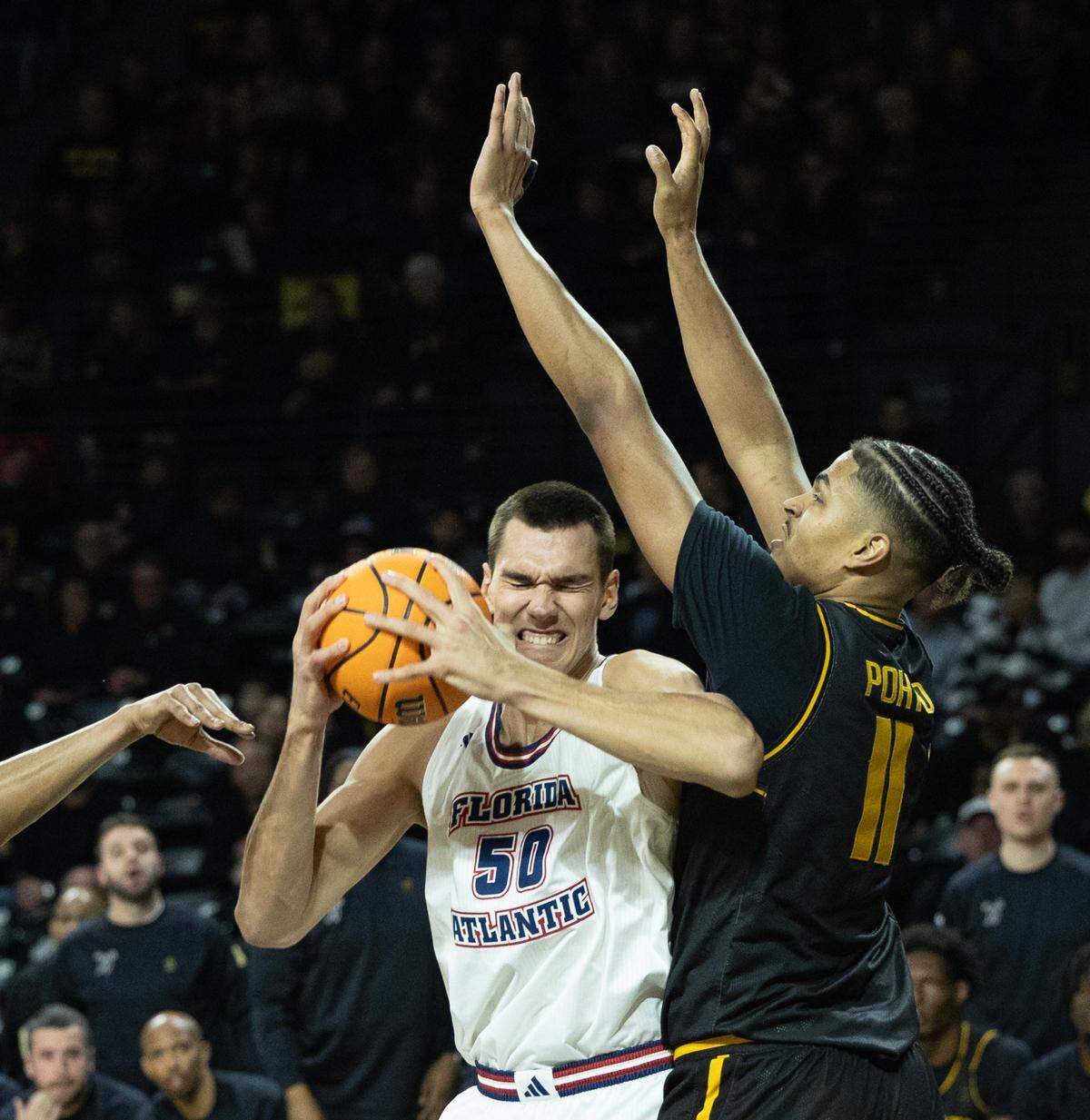 Florida Atlantic’s Vladislav Goldin tries to get to the basket against Wichita State on Sunday.