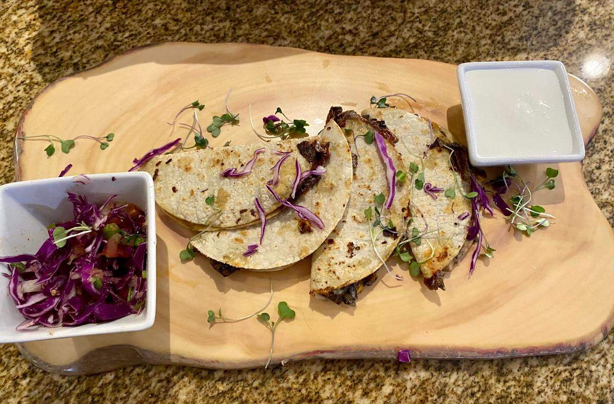 Mushroom quesadillas from the new shareable plates menu at Molino’s