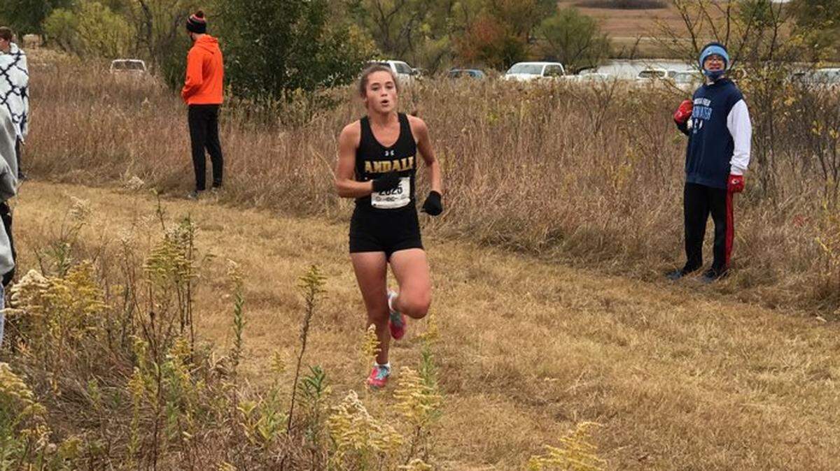 Andale senior Anastasia Meyer is running with a heavy heart this season after losing her “best friend” and grandmother just before the season. Meyer will compete in the Class 4A state meet in Wamego on Saturday.
