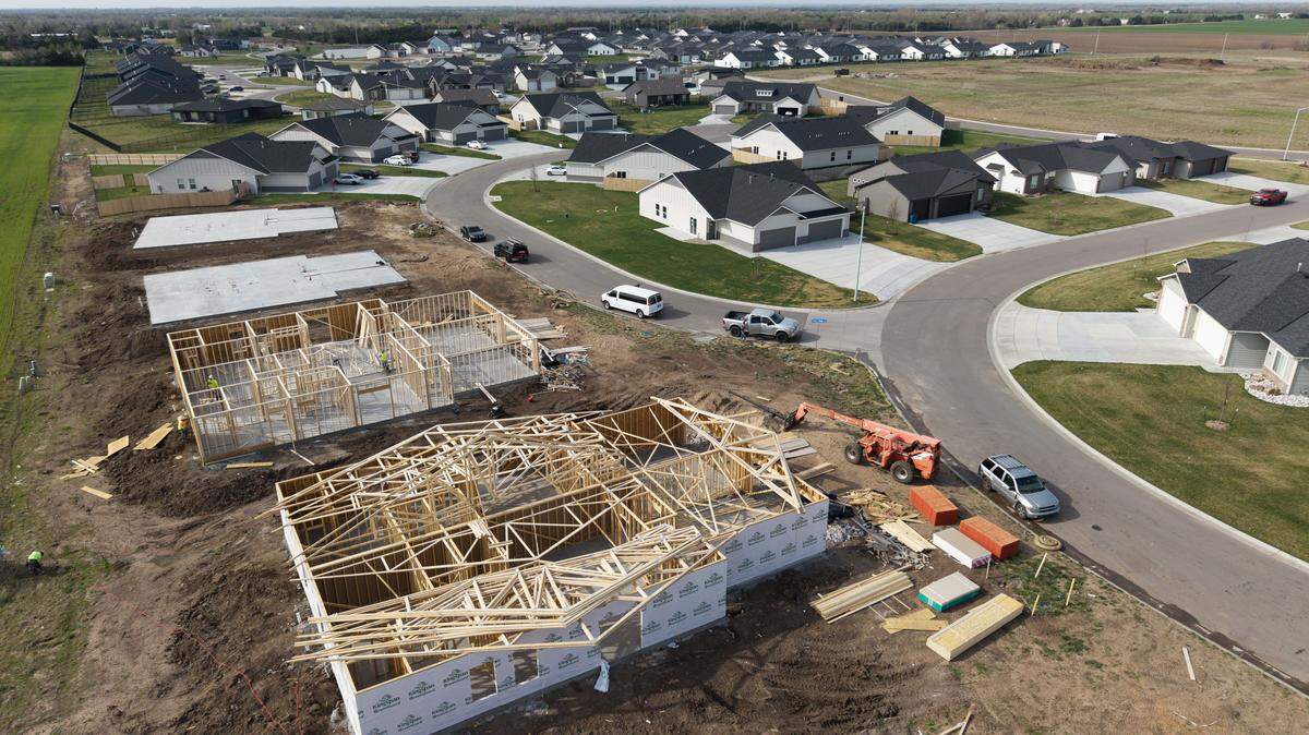 This file photo shows a twin home being constructed in Goddard, one of the fastest growing cities in Sedgwick County. 
