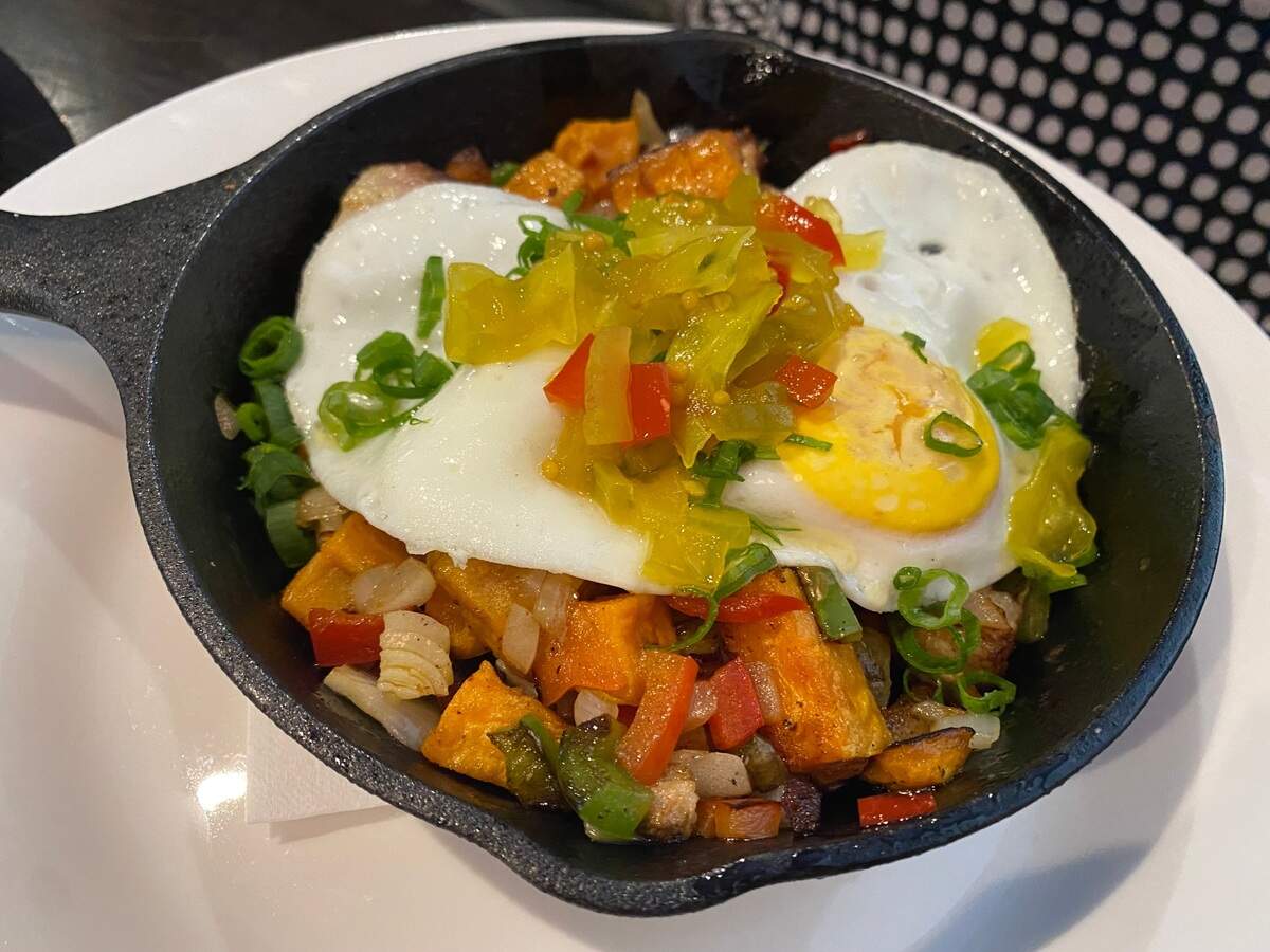 The colorful pork belly hash from Magnolia Cafe