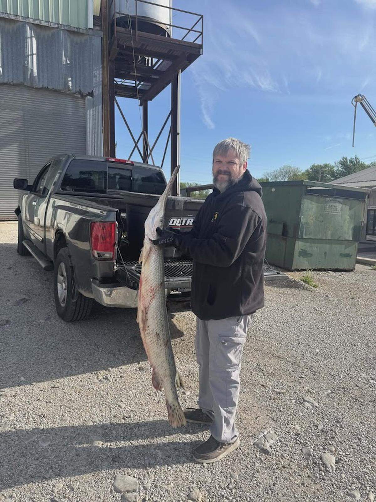 Michael Barnett with his record-breaking longnose gar.