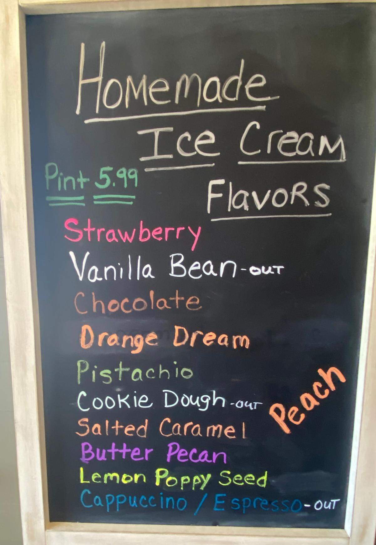 The homemade ice cream at Betty’s, which is sold by the pint, has almost become its own business, the owners say. People buy it as fast as they can make it.