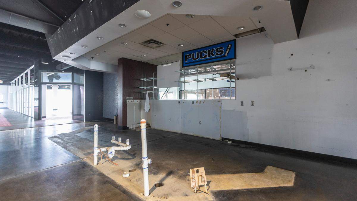 The Pucks Sports Bar at Wichita Ice Center and other parts of the facility were gutted by Genesis management when the city canceled Genesis’ contract to run it in 2022. Since then, the city has sued Genesis for hundreds of thousands of dollars in unpaid bills.