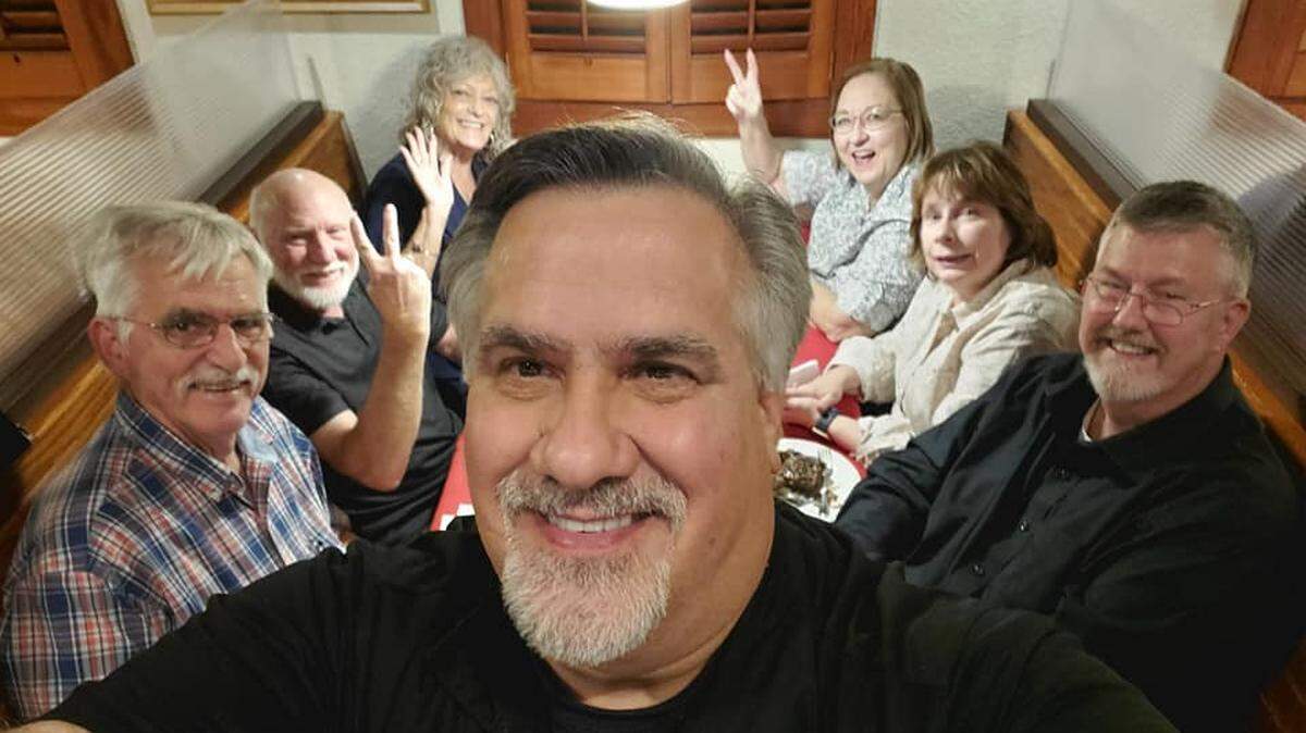 Joe Parten took a selfie with longtime customers at his final wine dinner at Carrabba’s earlier this month. He started his restaurant career at age 21 in his hometown of El Paso and has been running restaurants in Wichita since 1988.