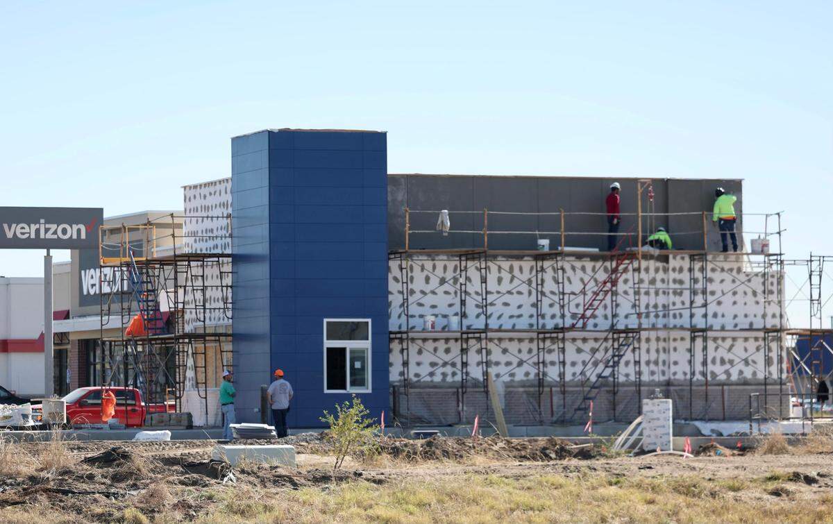 Construction on a new Dutch Bros Coffee at 47th Street South and I-135 in Wichita is moving along.