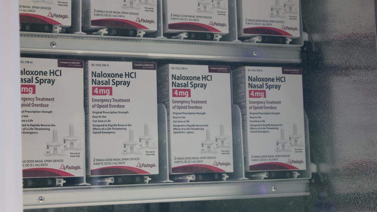 DCCCA offers naloxone through a vending machine outside a Lawrence Transit station near the University of Kansas campus.