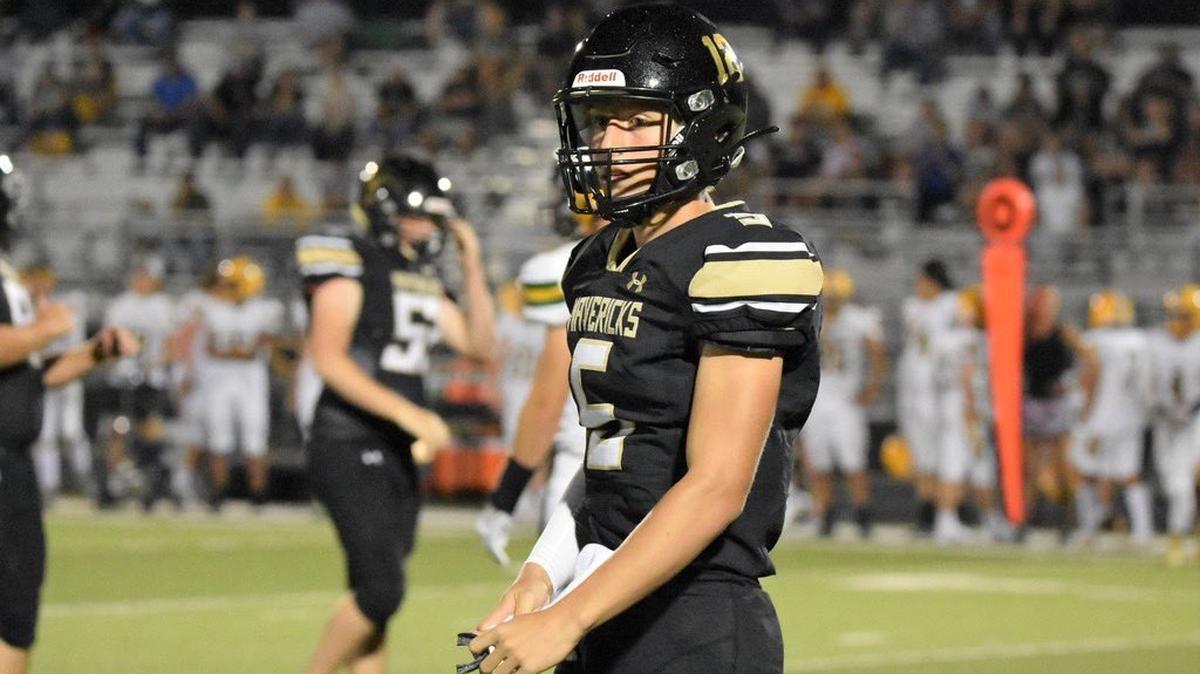 Maize South sophomore quarterback Tate McNew threw for 448 yards and five touchdowns in the Mavericks’ 44-16 win over Andover on Friday.