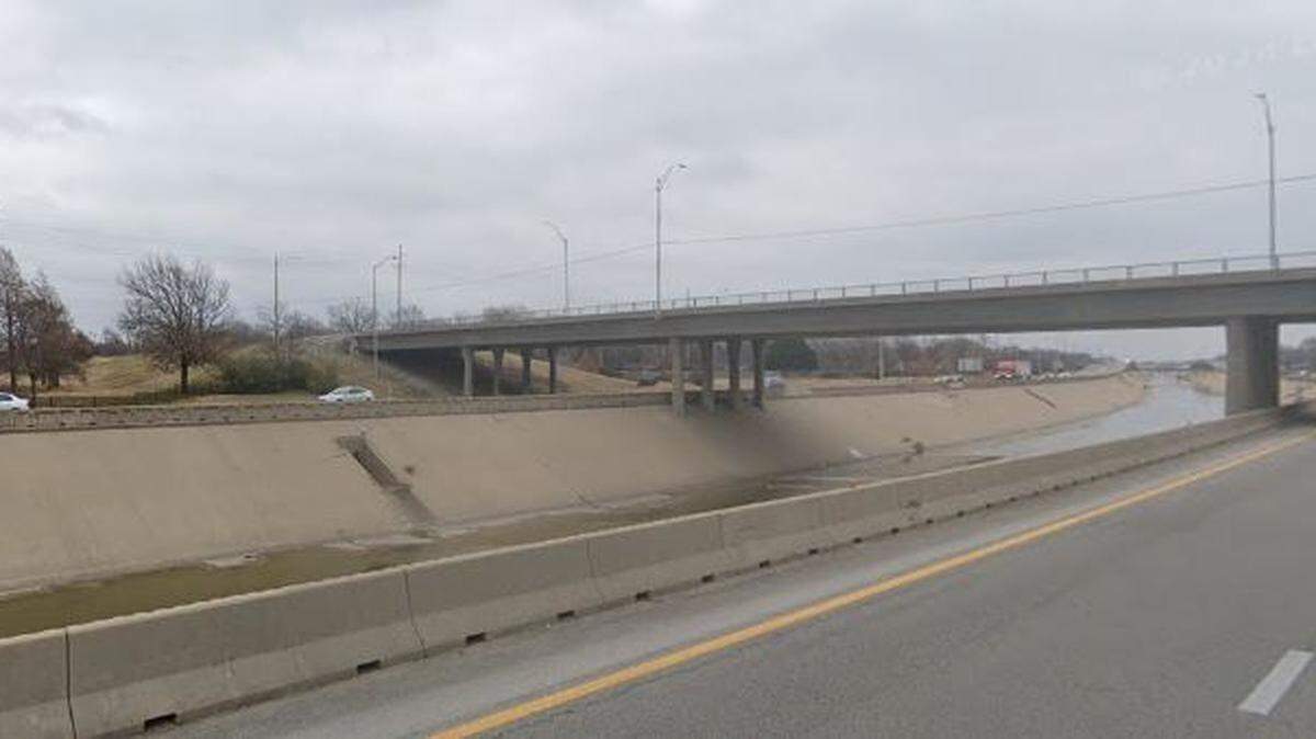 Roughly the area of the drainage canal where the baby girl was found by a driver on I-135 highway in Wichita in July 2024.