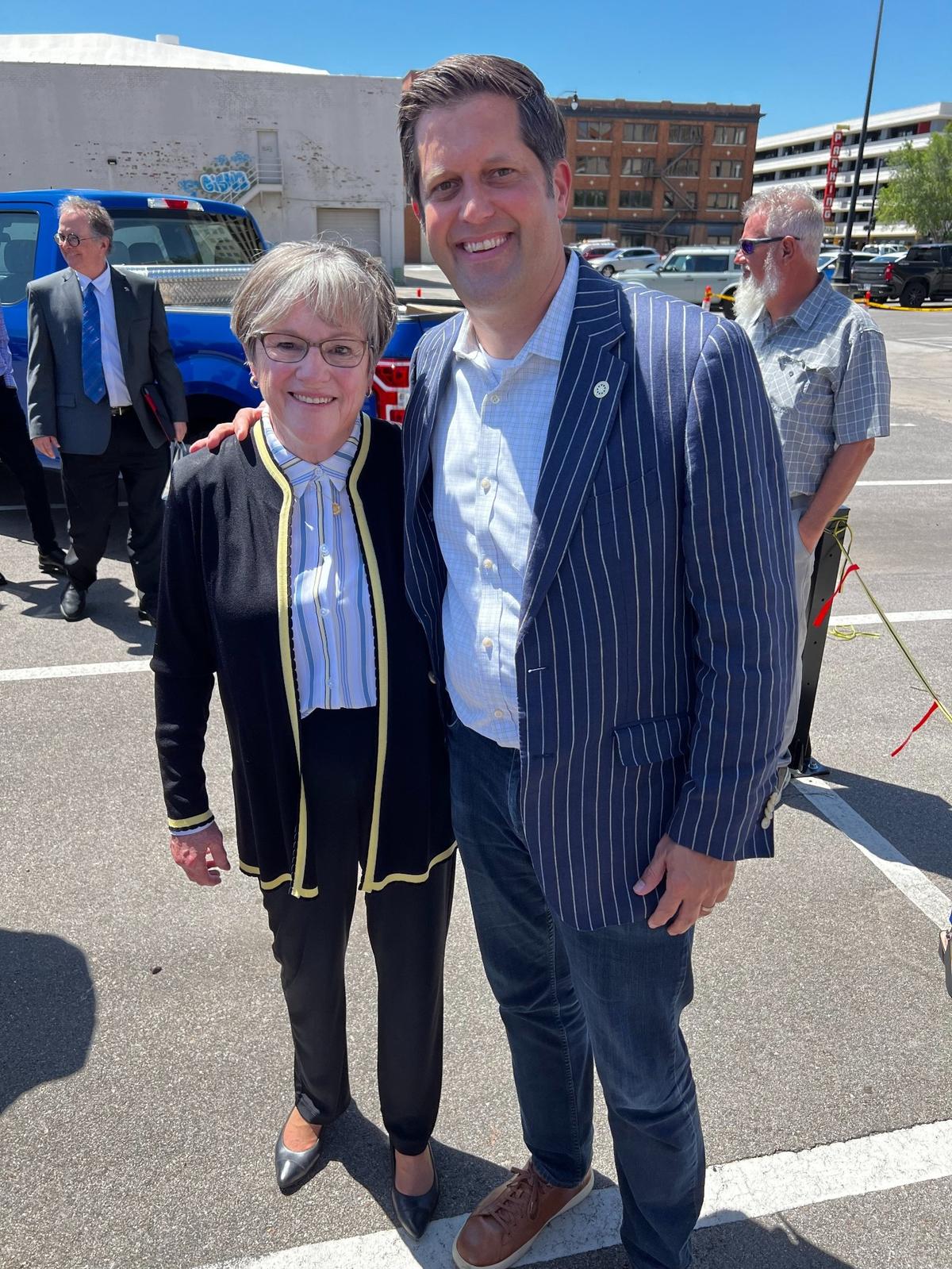 Gov. Laura Kelly and Jon Rolph at the groundbreaking for the Wichita Biomedical Campus. Kelly appointed Rolph to the Board of Regents, where he served six years of an eight-year term.