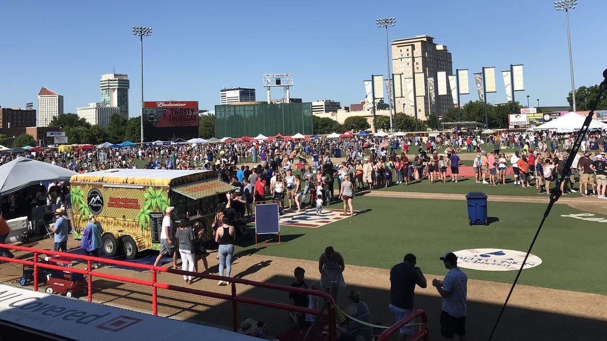 A crowd of about 7,000 people filled the field at Lawrence-Dumont Stadium on Saturday for the Wichita Taco Fest.