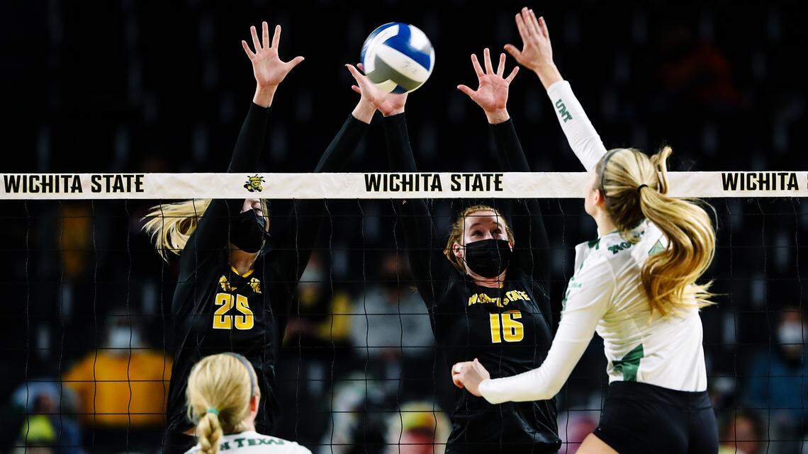 Led by senior Brooke Smith (25), the Wichita State volleyball block has been a highlight for the team during its 8-1 start to the season.