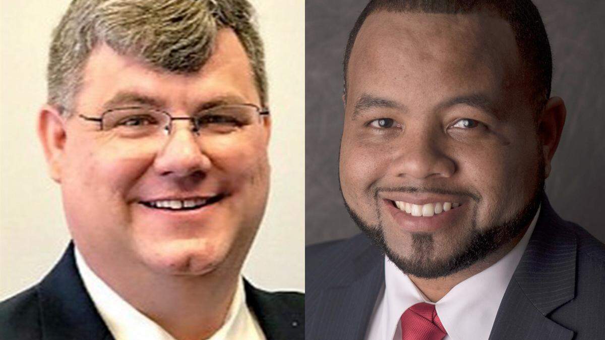 Patrick Penn of Wichita, right, is trying to unseat first-term legislator Michael Capps in the Republican primary for the 85th House District seat.