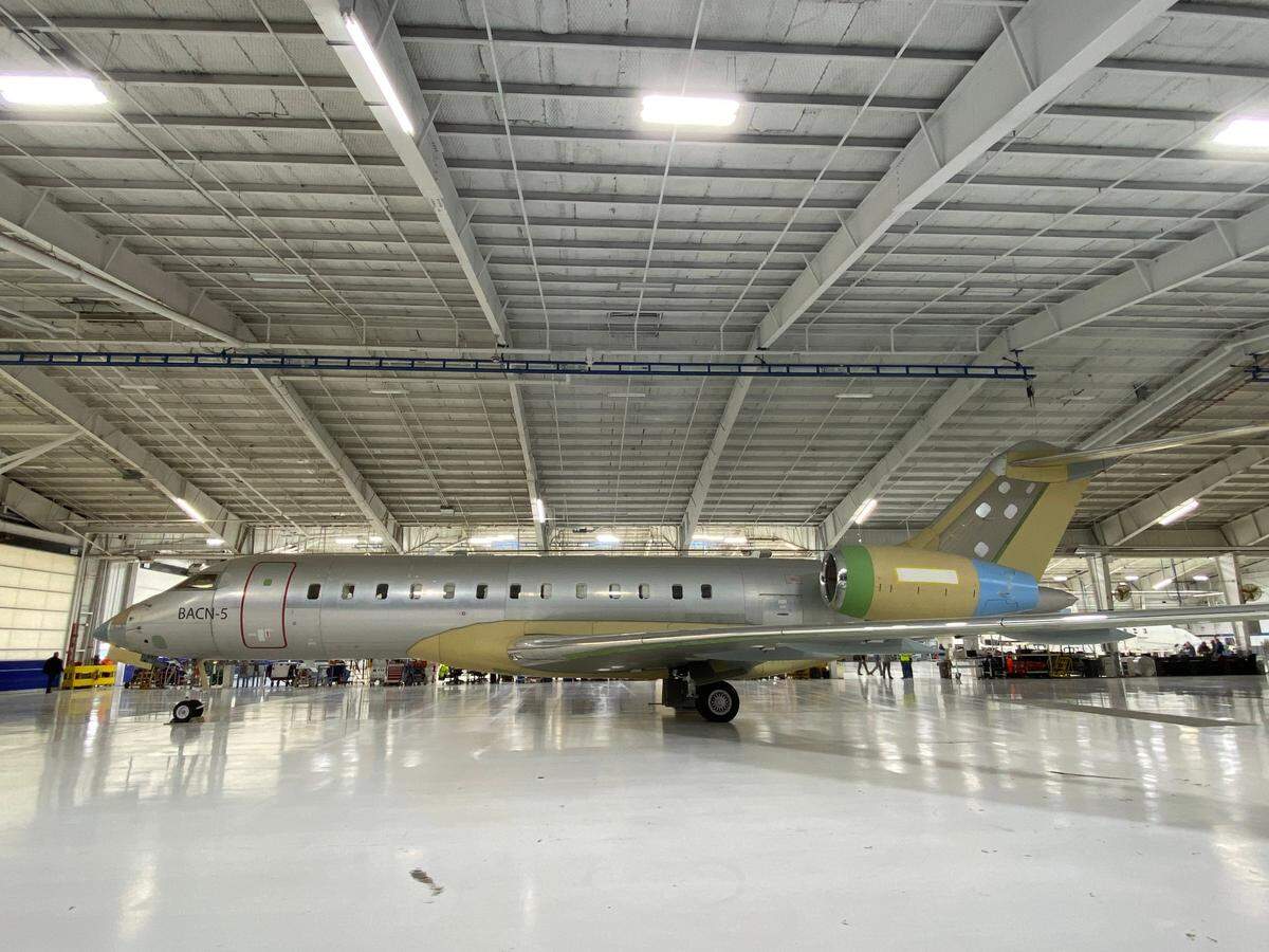 A Global 6000 that has been modified at the Wichita Bombardier plant.