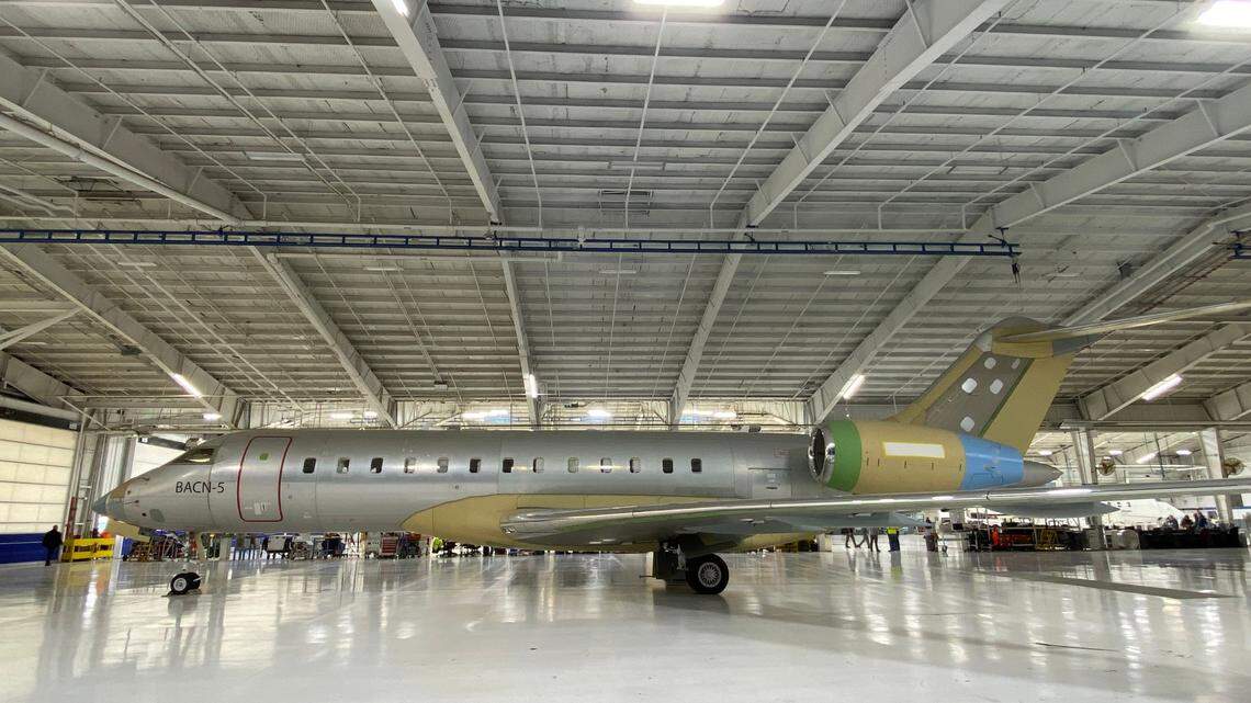 A Global 6000 that has been modified at the Wichita Bombardier plant.