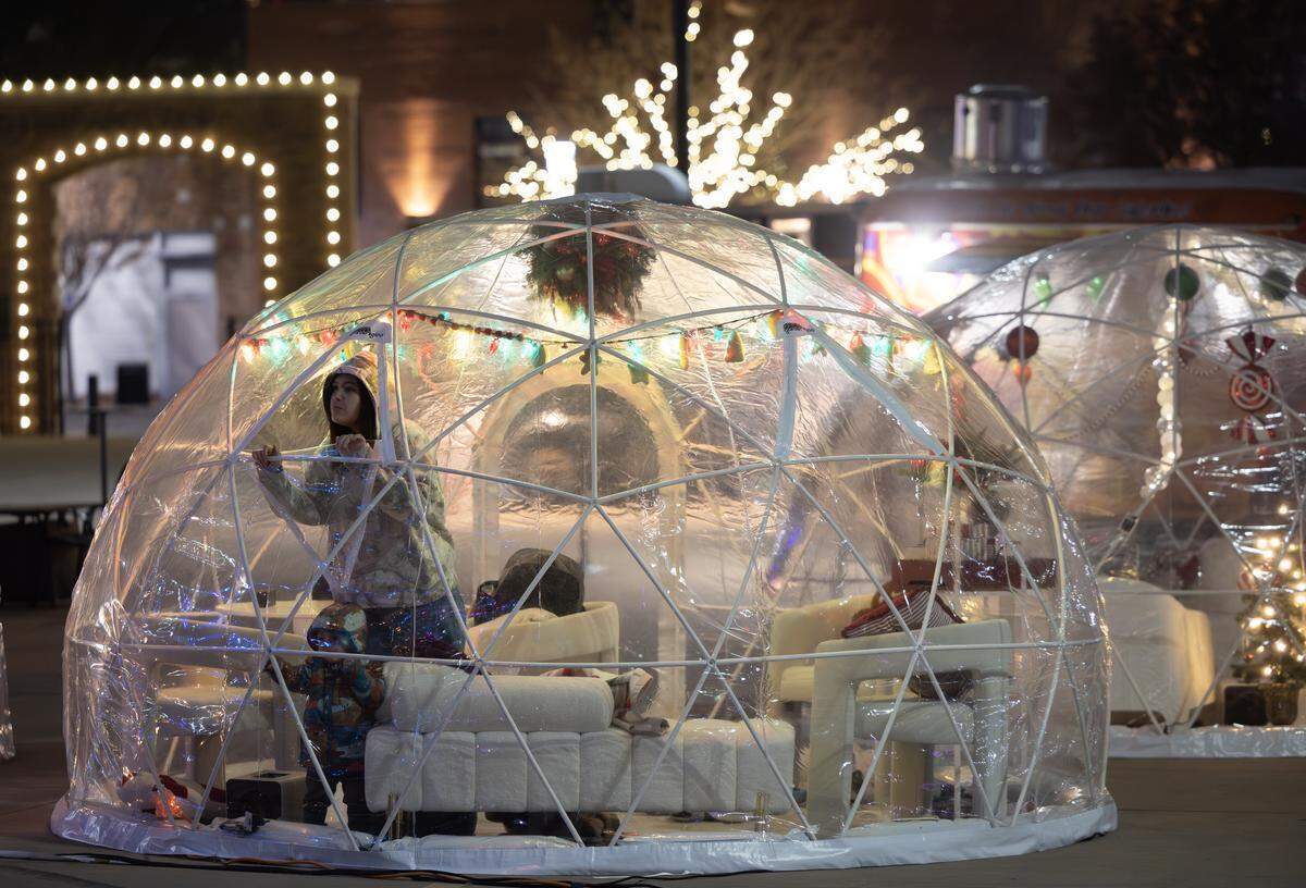 The Somewhere in Winter event in downtown Wichita features 11 individually themed igloos for rent.