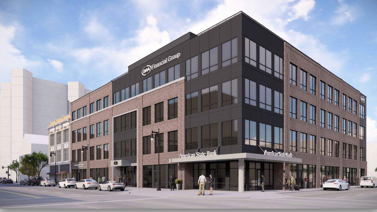 American State Bank and Trust will be opening a new headquarters in downtown Wichita at the corner of Douglas and Emporia. This rendering shows what the building, which is under construction, will look like.