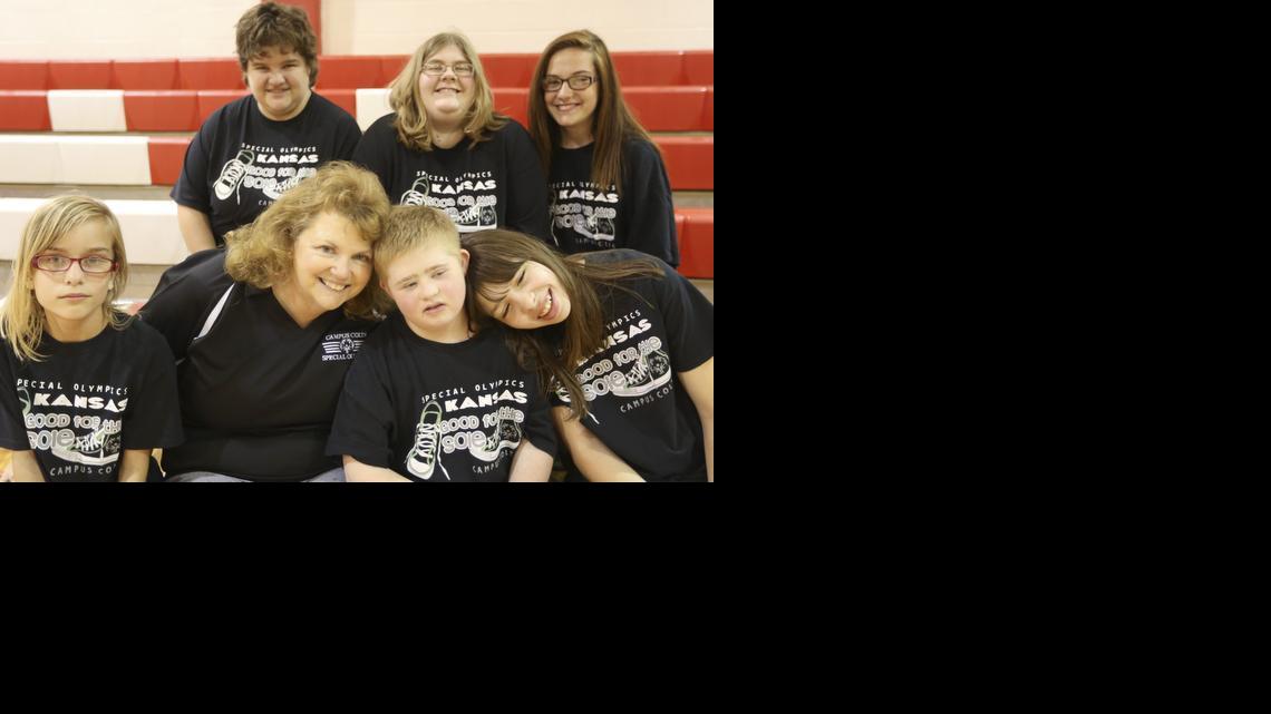 Special Olympics volunteer coach Laura Spears-Vargas and her athletes. Spears-Vargas has been with the Haysville school district’s Special Olympics for about 40 years. She is also a special education teacher at Haysville Middle School. (June 16, 2014) 

