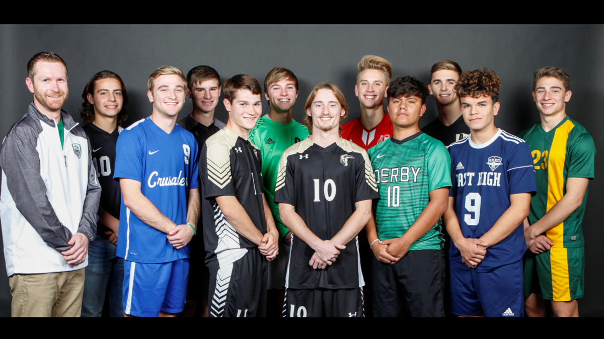 All-Metro Soccer. From left: Paul Burke, Ethan Doud, Jack Barrier, Cole Thompson, Bryce Bowman, Braeden Huslig, Andrew Bliss, Nick Dominick, Francisco Vielma, Max Wurth, Evan Quezada, Carson Lee.