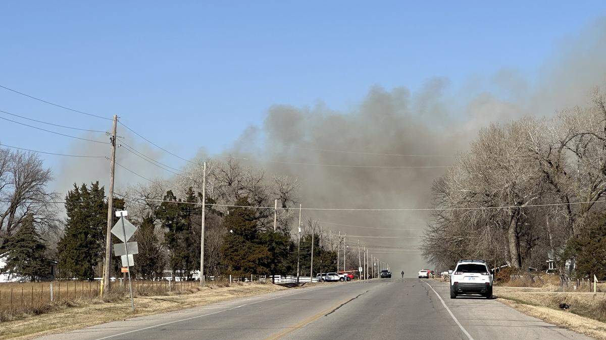 The city of Hutchinson posted this photo on social media, showing a fire north of town, while informing residents about an evacuation order.