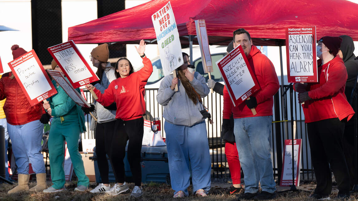 Hundreds of Ascension nurses in Wichita hold one-day strike amid contract negotiations