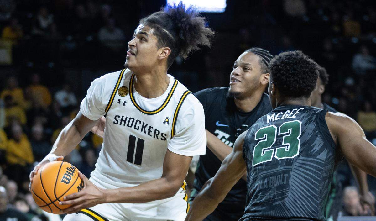 Wichita State’s Kenny Pohto was a force for the Shockers in the first half against Tulane. 