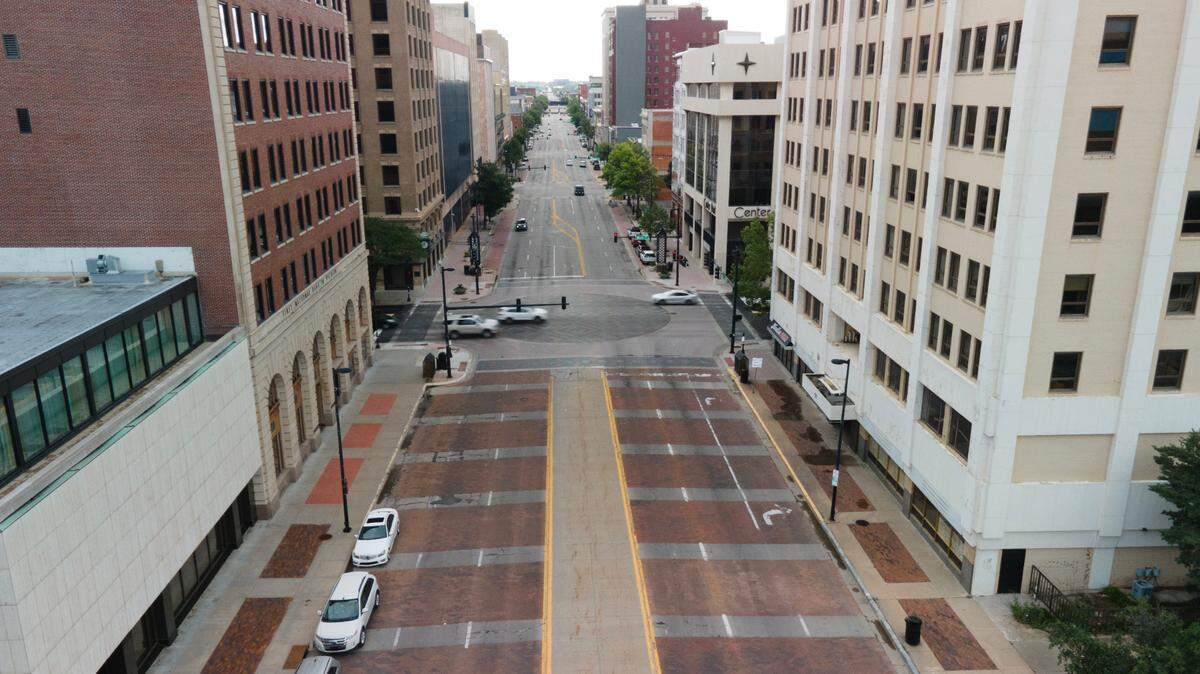 Looking west down Douglas just west of Main Street. Parking meters will begin to be installed along Douglas, Emporia and St. Francis in downtown Wichita next week.