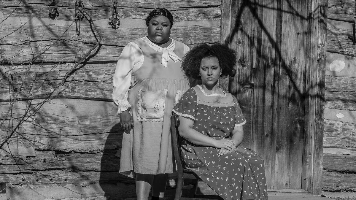 Injoy Fountain, left, and Sophia Hillman star in “The Color Purple” at Roxy’s Downtown.