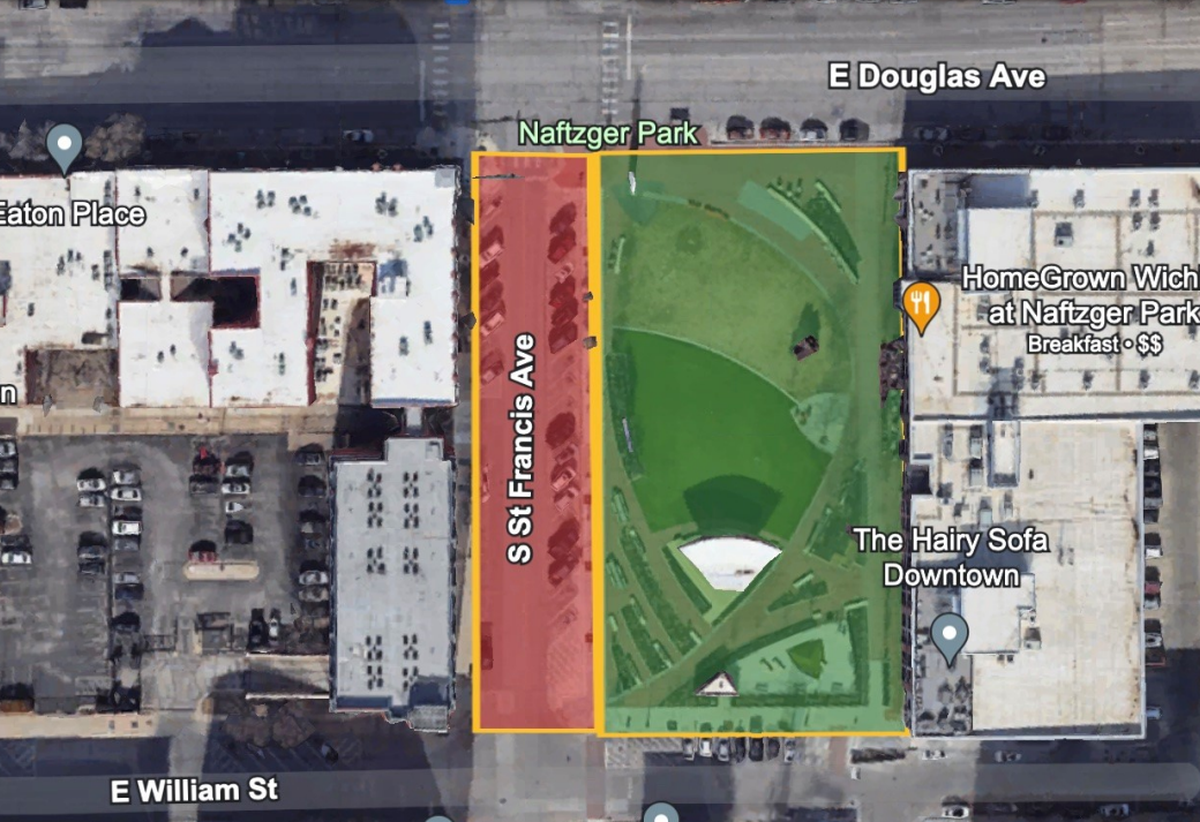 A glance at road closures for Elsewhere Fest near Naftzger Park.